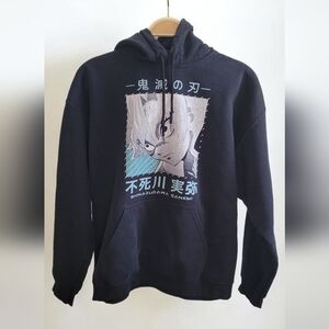 Demon Slayer Shinazugawa Sanemi Black Graphic Hoodie, Men's Medium